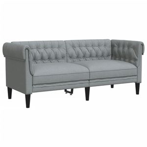 vidaXL Chesterfield-Sofa 2-Sitzer Hellgrau Stoff