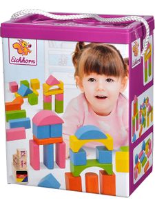 Eichhorn Spielwaren Holzbausteine bunt, 75 Stück Bausteine Kleinkind Spielzeug spielzeugknaller