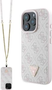 Kožené pouzdro Guess Metal Logo Strass Crossbody pro Iphone 16 Pro - Pink
