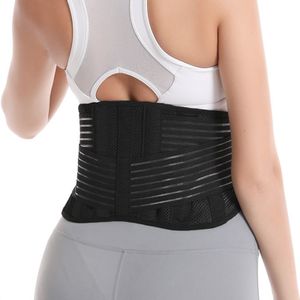 qiangzhipow Rückenbandage, Bandscheiben Gürtel, Lendenwirbelstütze mit Stützgürtel Rückenstütze Rückengurt, Rückenstützgürtel mit 4 Streben, Schwarz L, 95-110cm