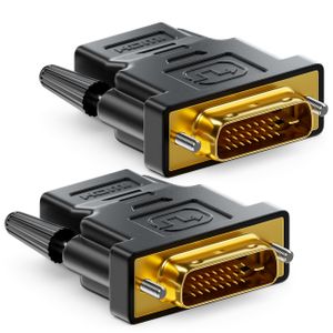 deleyCON 2x HDMI zu DVI Adapter - HDMI Buchse zu DVI Stecker (24+1) (19pol) 1920x1200 1080p - Schwarz