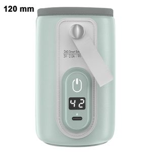 Tragbarer Flaschenwärmer, USB-Flaschenwärmer für Muttermilch und Formel mit LCD-Display, schnelle und genaue Erwärmung des Babyflaschenwärmers für Auto und Reise (Grün)