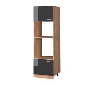 Vicco Mikrowellenschrank R-Line, 60 cm, Anthrazit Hochglanz/Goldkraft Eiche