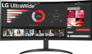 LG Electronics 34WR50QK-B.AEU UltraWide 1800R Curved QHD Monitor 34", 3440 x 1440, 21:9, 5ms GtG, 100 Hz, HDR10, 99% sRGB, PBP-Modus, OnScreen Control, AMD FreeSync - Schwarz