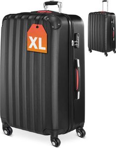 MONZANA® Koffer Handgepäck ABS HardCase Gehäuse gummierte Rollen Teleskopgriff Zahlenschloss Reisekoffer Hartschalenkoffer Trolley Schwarz XL