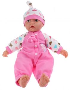 BEAU 02021Z - Baby-Puppe rosa, Babypuppe mit Flasche und Lätzchen, ca. 40 cm