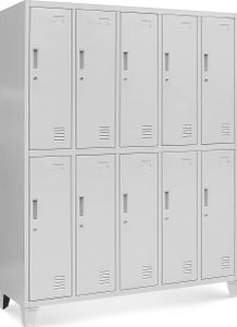 Umkleideschrank 5B2A Spind Spint Schließfachschrank Metallschrank mit 10 Fächern Etikettenhalter Metall 172 cm x 136 cm x 45 cm Farbe: Grau Umkleideschrank 5B2A Spind Spint Schließfachschrank Metallschrank mit 10 Fächern Etikettenhalter Metall 172 cm x 136 cm x 45 cm Farbe: Grau