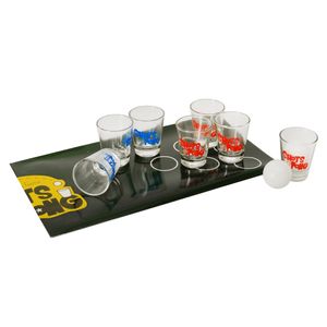 Out of the Blue 93/2087 Trinkspiel Shots Pong, mit Spielfeld, 12 Gläsern und 2 Bällen, für ca. 60 ml, Mehrfarbig