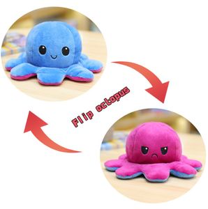 130CM Kuscheltiere Reversible Plüschtier Octopus, Niedliche Oktopus-Plüsch-Spielzeug, Doppelseitig Flip Oktopus-Stofftierpuppe, Geschenke für Kinder (Lila+Dunkelblau)