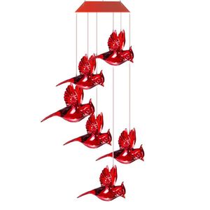 LED-Solar-Bienen-Windspiele, mobile hängende Windspiele für die Dekoration des Hausgartens, Flamingo, rote Muschel