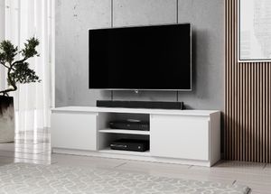 FURNIX Fernsehschrank ARENAL TV-Lowboard 160 cm Schrank mit 2 Türen und Ablage modern freistehend Weiß Matt