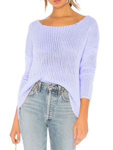 Damen Sweatshirts Strickpullover Gemütliche Pullover Strickwaren 3/4 Ärmel Pullover Tops Lila,Größe S