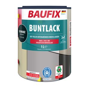 BAUFIX Buntlack schwarz seidenmatt, 1 Liter, Lackfarbe