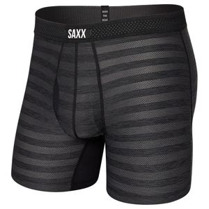 Herrenkühlboxershorts / Sportunterwäsche mit Reißverschluss SAXX HOT SHOT Boxer Brief Fly in Streifen - schwarz - L