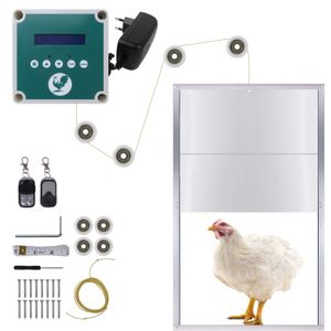 LZQ Automatische Hühnertür Hühnerklappe mit Schieber 30 x 30 cm Türöffner Hühnerstall mit Zeitschaltuhr & Lichtsensor  Netzbetrieb oder Batterie Hühnerstall-Tür für sichere Hühnerhaltung