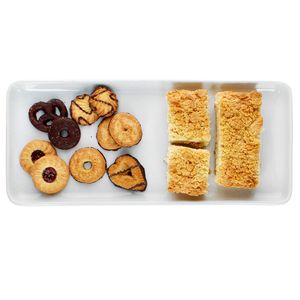 Anna Kuchenplatte weiß rechteckig Porzellan Servierplatte Stollen Kekse Muffins