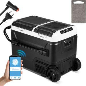 Jayseuw kompresorový chladicí box 50 litrů s kolečky, elektrický mrazicí box s ovládáním APP pro chlazení, mrazení a udržování tepla v chladničce do -20 °C