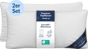 DormiGood | Premium Mikrofaserkissen | 2er Set 40x80 cm | Kissen aus 100% atmungsaktiver Microfaser | 40x80 | Kopfkissen Doppelpack | Allergiker geeignet
