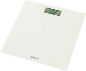 SENCOR SBS 2301WH Osobní váha, Skleněný povrch, Váživost do 150 kg , funkce Auto-On, LCD displej 74 x 28,5 mm, funkce Data Lock pro přesnější vážení, 1 x bat. CR2032