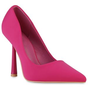 VAN HILL Damen Spitze Pumps Stiletto Elegante Absatz-Schuhe 840048, Farbe: Fuchsia, Größe: 40