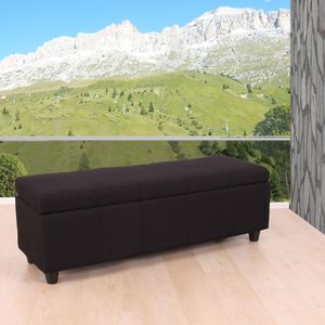 Aufbewahrungs-Truhe Kriens, Sitzbank Bank, Stoff/Textil, 45x114x45cm  schwarz