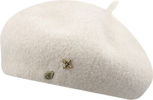 Damen Wintermütze Warme Barett Wollmütze, Vintage Weich Wolle Franzosen Baskenmütze, Farbe: Beige