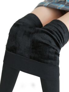 Damen Hohe Taille Unterwäsche Bottoms Workout Elastische Taillieren Leggings Verdicken Plüschfleischhosen, Farbe: Schwarz, Größe: Xl