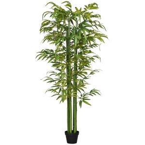 HOMCOM Umelá rastlina, 180 cm umelá rastlina, umelý bambusový strom, umelý strom s kvetináčom, izbová rastlina ako skutočná, do obývačky, spálne, zelená