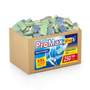 ProMax All-in-1 Spülmaschinen Tabs, 250er Box, wasserlösliche Folie