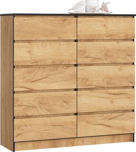 Komoda AKORD K120 Dąb Craft 120 cm 10 szuflad kolor Dąb Craft mat 120x40x121 cm