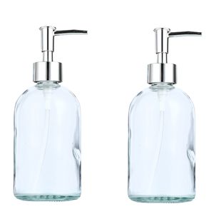 Glas-Seifenspender-Flaschen mit Pumpe, Rundglas, Seifenflüssigkeit Flaschen, nachfüllbare Seifenpumpen-Flaschenspendertransparente Farbe