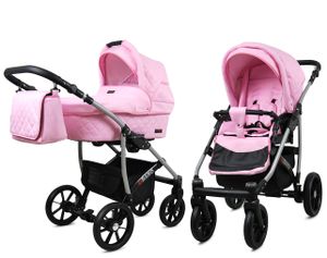 BabyLux® Qbaro | 2in1 Kinderwagen Bambimo | Sweet Pink | Kombikinderwagen | Kinderwagenset | Buggy +