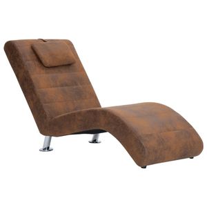 vidaXL Chaiselongue mit Kissen Braun Wildleder-Optik