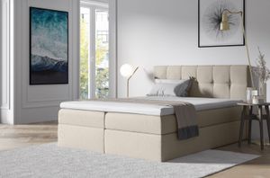 Polsterbett mit Stauraum 120x200 RECIVIO – Cremefarben