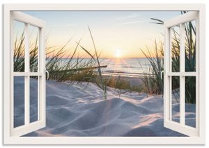 ARTland Wandbild Alu für Innen & Outdoor Ostseestrand, weißes Fenster Größe: 100x70 cm