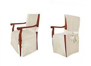 TexDeko Universal Stuhlhussen - Modell Monaco für Stühle mit Armlehne - Creme