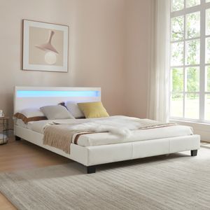 Čalouněná postel LED 'Paris' 140x200cm Bílá