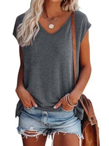 Damen Blusen Kurzarm Tops Sommer Shirts Tee Tunika Bluse T-Shirt Lässig Oberteile Dunkelgrau,Größe XL