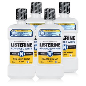 Listerine Advanced White 500ml - Für weißere Zähne in nur 2 Wochen (4er Pack)