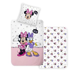 Disney Home Minnie Mouse and Daisy Duck Kinder Wendebettwäsche Set 100% Baumwolle 135x200 cm Kissenbezüge 80x80 cm