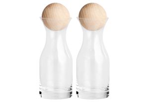 Zeller Present Glaskaraffen-Set mit Holzkugel 250ml Ø6,5cm H18,5cm, klar/natur, 2-teilig (1 Set)