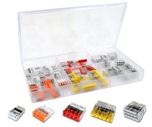 WAGO Sortimentsbox mit 55 Stück Verbindungsklemmen | Serie 2273 Steckklemme | Box Set Verbindungsklemme