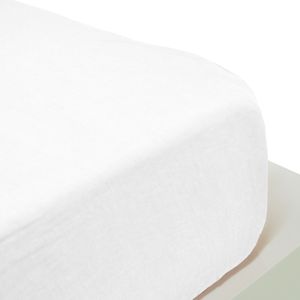 Lameirinho; Angellinen, Spannbettuch aus gewaschenes Leinen, 160x200 cm, white