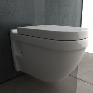 Vitra S50 Spülrandloses Hänge-Dusch-WC mit integrierter Taharet-Bidet Funktion und Bidetschlauch für Intimdusche und Abnehmbarer WC-Sitz mit SoftClose Absenkautomatik | inkl. Anschluss-Set für Wandmontage