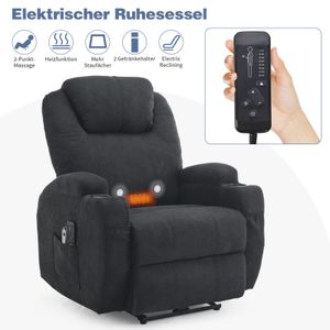 FCH Elektrisch Massagesessel mit Wärmefunktion und Vibrationsmassage, Relaxsessel Fernsehsessel mit Relaxfuntion und Fernbedienung, Schwarz