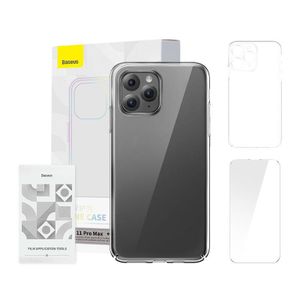 Pouzdro Baseus Crystal Series pro iPhone 11 Pro Max (čiré) + tvrzené sklo + čisticí sada