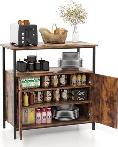 GOPLUS Sideboard Vintage, Küchenschrank mit Ablage, Aufbewahrungsschrank Buffetschrank Holz für Wohnzimmer & Esszimmer