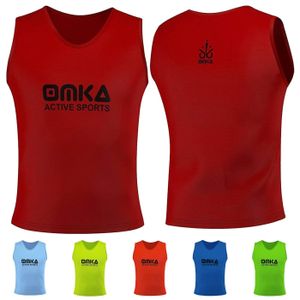 10 Stück OMKA Fußball Leibchen Trainingsleibchen Markierungshemd Fußballleibchen für Kinder Jugend und Erwachsene, Farbe:Rot, Bibs:Junior (M)