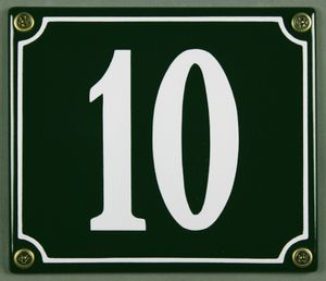 Hausnummernschild 10 grün 12x14 cm  Schild Emaille Hausnummer Haus Nummer Zahl Ziffe