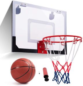 GOPLUS Basketballkorb mit Basketball & Luftpumpe, Backboard mit Ring und Netz, Basketballboard, Basketballbrett, Basketballring an der Tür